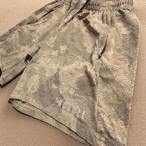 Men's NOBULL Training Shorts S Gray Camo Athletic Gym Workout Drawstring